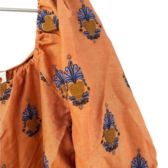 NWT Farm Rio Orange Embroidered Midi Dress - Pineapple’s - Size Large - Picture 10 of 16